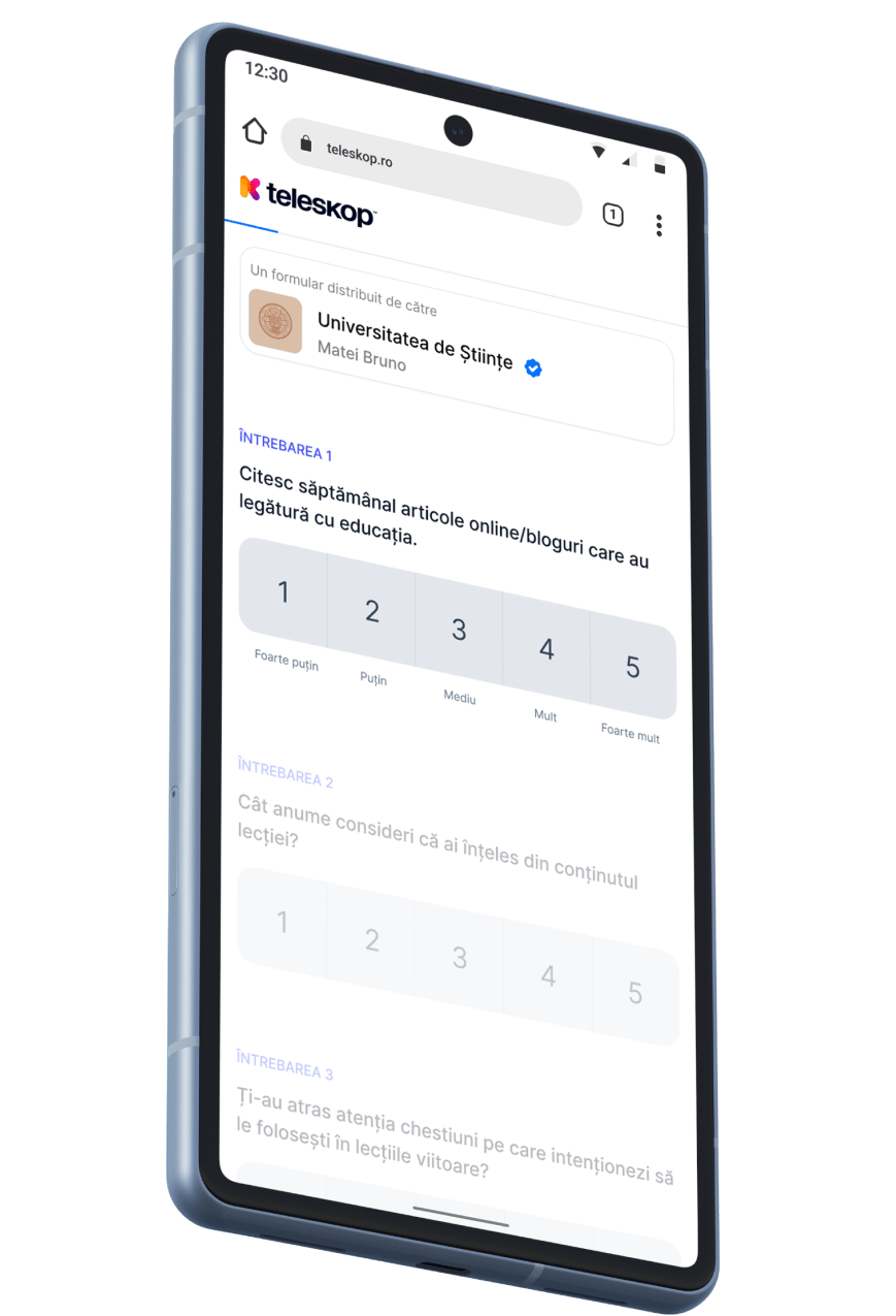 Aplicația Teleskop - Formulare